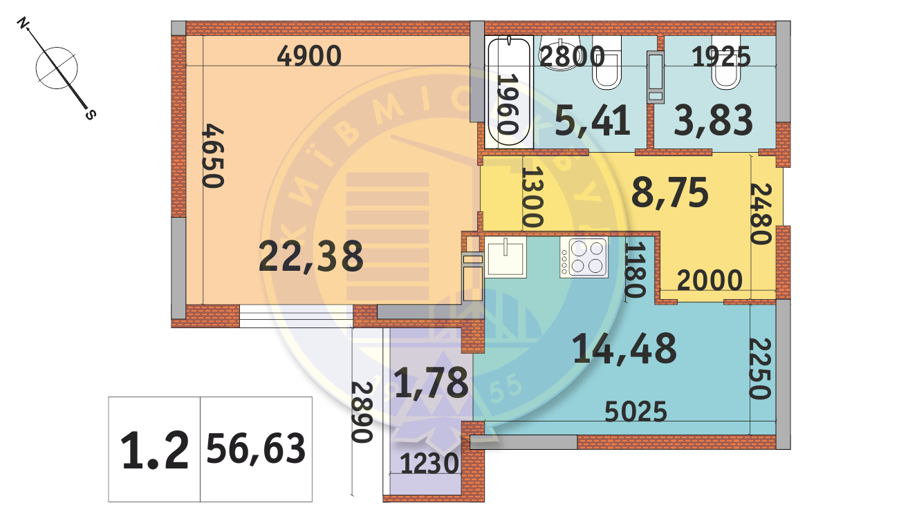 1-комнатная 56.63 м² в ЖК Академ Парк от 31 432 грн/м², Киев