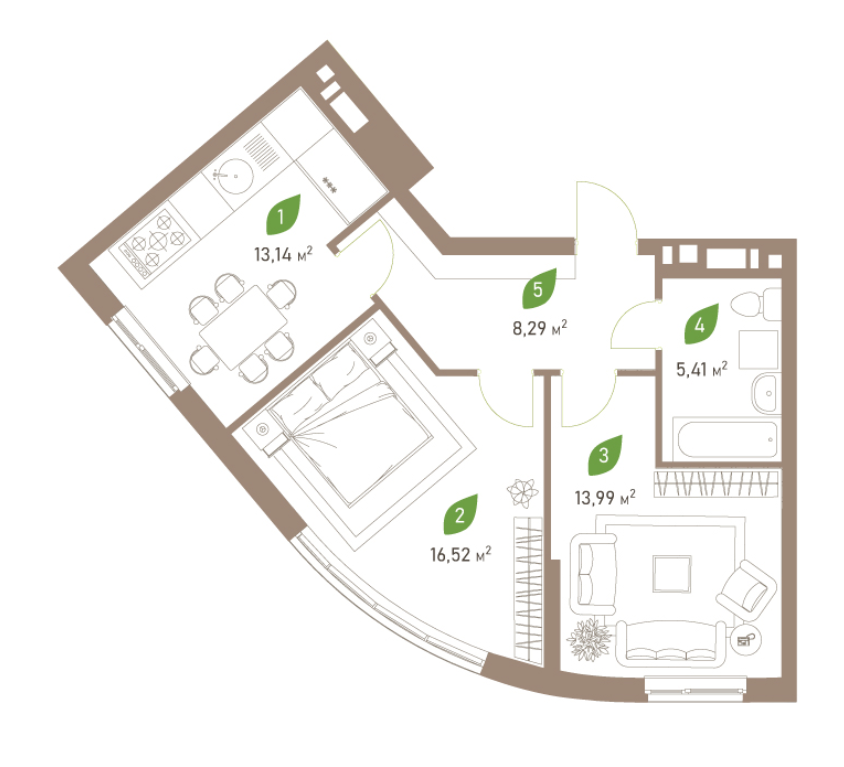 2-комнатная 57.35 м² в ЖК Парковые Озера 2 от 47 599 грн/м², Киев