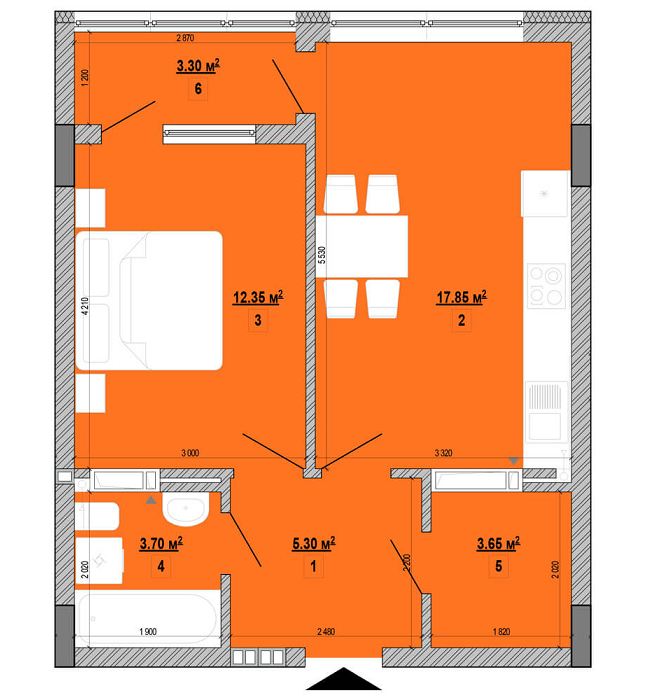 1-кімнатна 46.15 м² в ЖК Forward від 42 997 грн/м², Київ