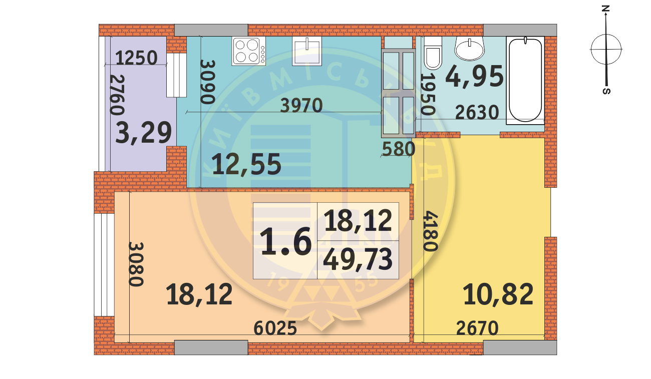 1-кімнатна 49.73 м² в ЖК LAKE HOUSE від 38 758 грн/м², Київ