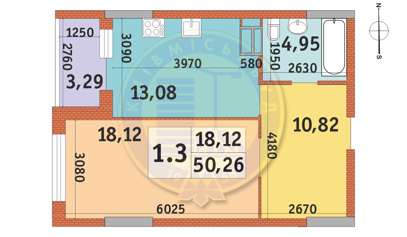 1-кімнатна 50.26 м² в ЖК LAKE HOUSE від 38 758 грн/м², Київ