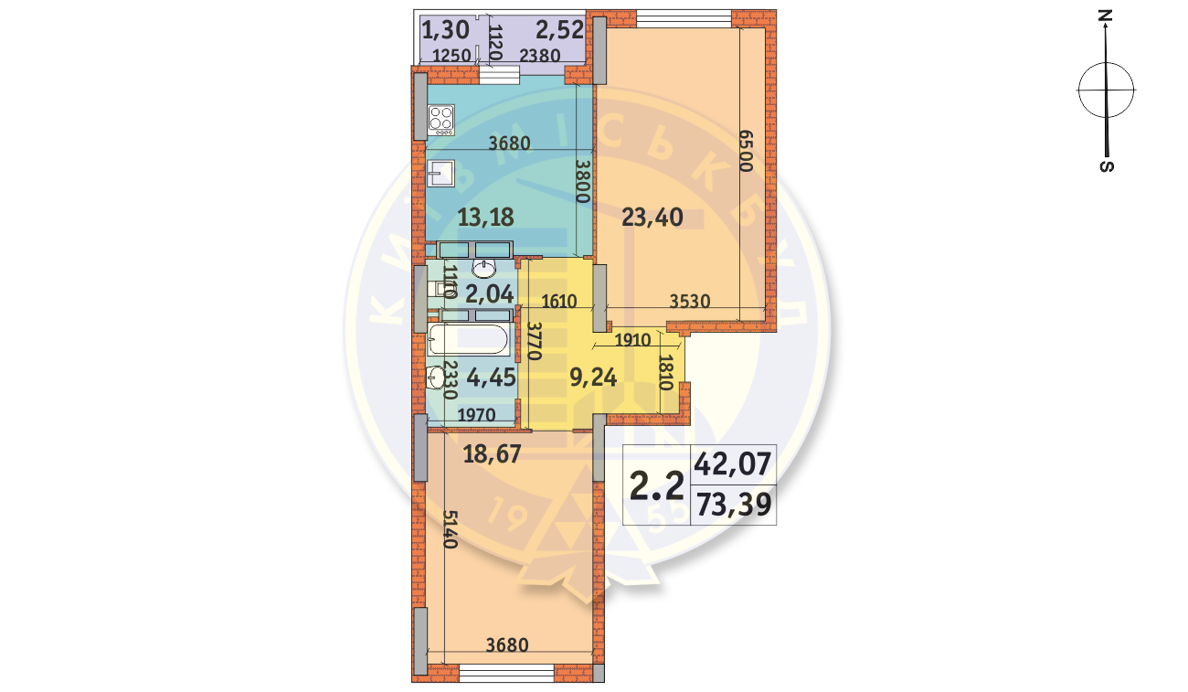 2-комнатная 73.39 м² в ЖК LAKE HOUSE от 38 021 грн/м², Киев