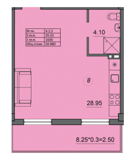 Студия 35.55 м² в ЖК Лидерсовский от 51 100 грн/м², Одесса