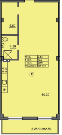 Студія 72.9 м² в ЖК Лідерсівський від 40 550 грн/м², Одеса