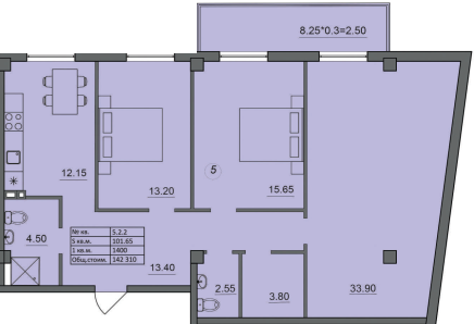 3-кімнатна 101.65 м² в ЖК Лідерсівський від 52 500 грн/м², Одеса