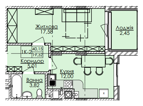 1-кімнатна 40.15 м² в ЖК AUROOM SUNRISE від 20 600 грн/м², Львів