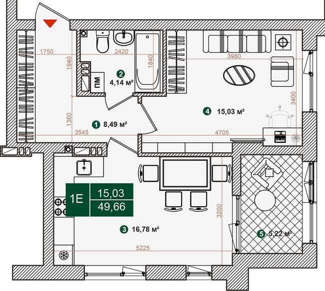 1-кімнатна 49.66 м² в ЖК Forest Park від 23 000 грн/м², Київ