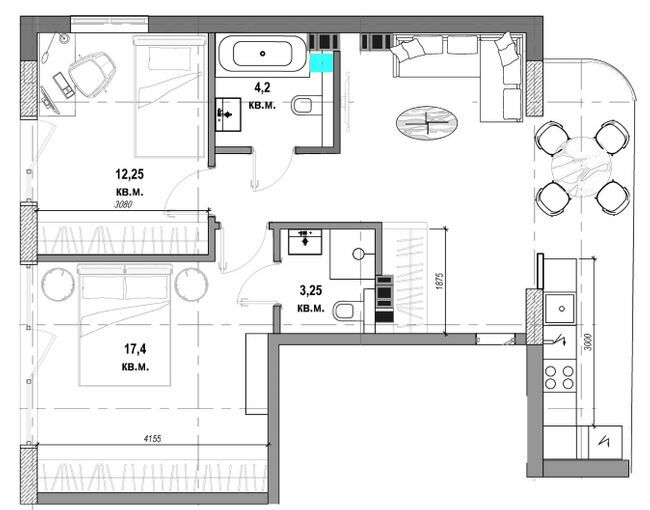 2-комнатная 68 м² в КД Graf от 46 600 грн/м², Одесса