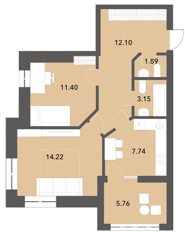 2-кімнатна 56.3 м² в ЖК Софіївські Липки від 20 000 грн/м², с. Софіївська Борщагівка