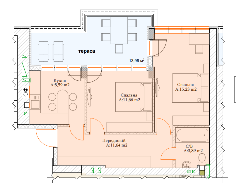 2-комнатная 51 м² в ЖК Паркова Оселя от 19 000 грн/м², г. Буча