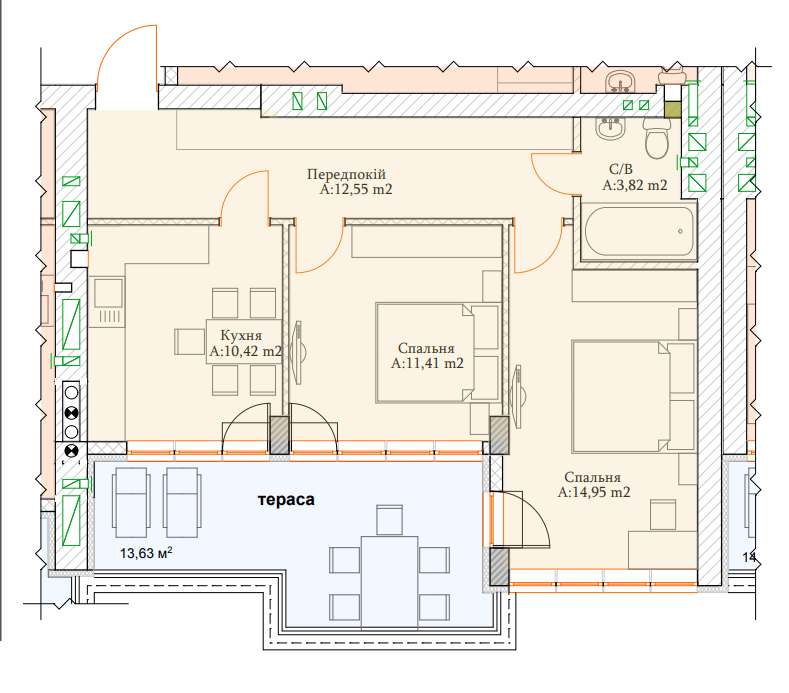 2-кімнатна 53.15 м² в ЖК Паркова Оселя від 19 000 грн/м², м. Буча