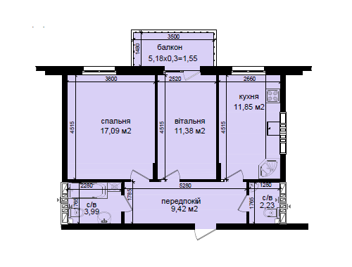 2-кімнатна 57.51 м² в ЖК Кришталевi джерела від 53 000 грн/м², Київ