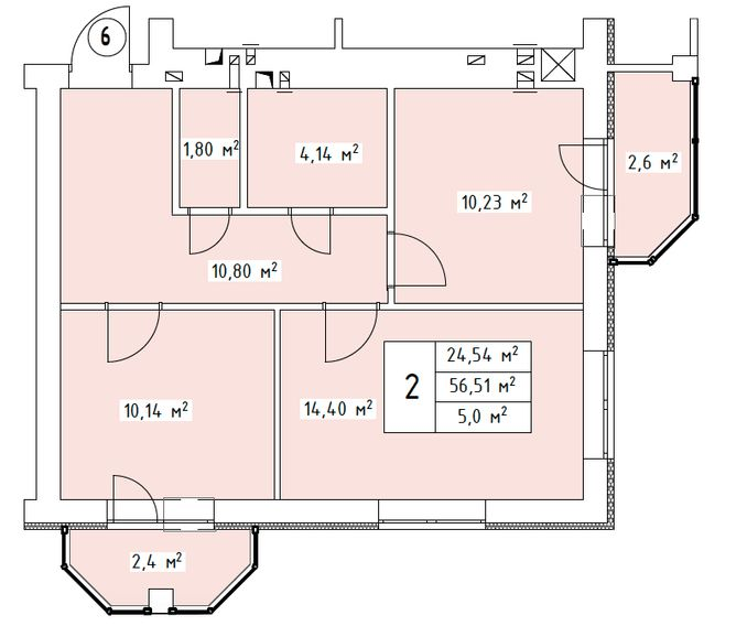 2-кімнатна 56.51 м² в ЖК Волошковий від 21 300 грн/м², с. Софіївська Борщагівка