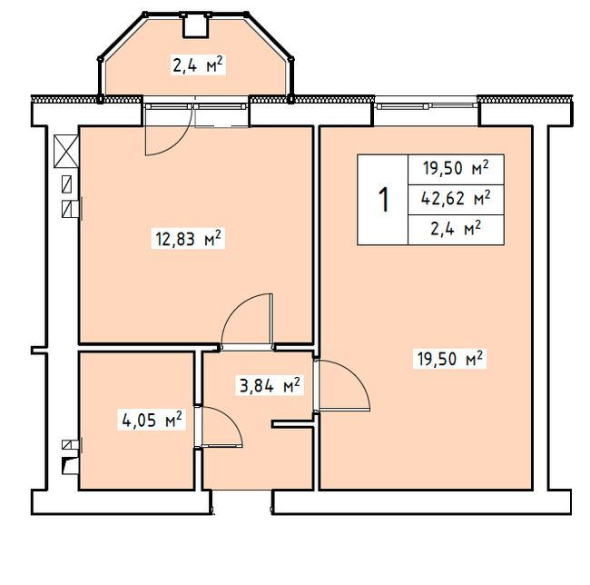 1-кімнатна 42.62 м² в ЖК Волошковий від 22 450 грн/м², с. Софіївська Борщагівка