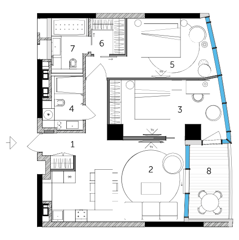 2-комнатная 82.58 м² в ЖК Taryan Towers от 104 600 грн/м², Киев