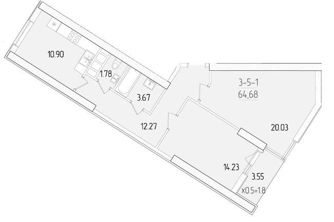 2-комнатная 64.68 м² в ЖК KADORR City от 26 950 грн/м², Одесса