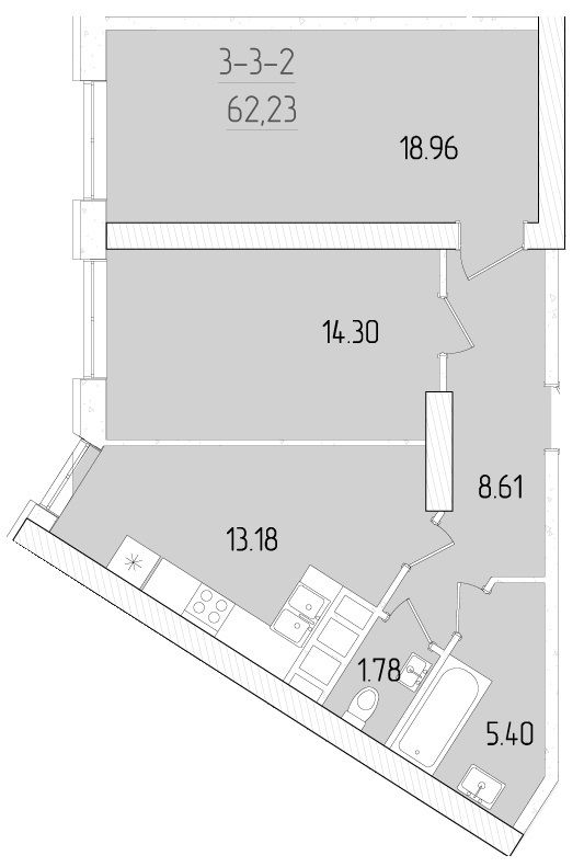 2-комнатная 62.23 м² в ЖК KADORR City от 26 950 грн/м², Одесса