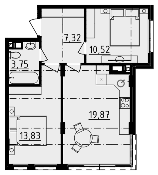 2-комнатная 55.2 м² в ЖК DERBY Style House от 25 650 грн/м², Одесса