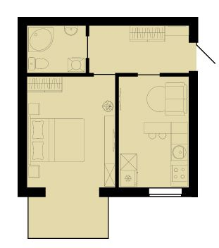 1-кімнатна 39.39 м² в ЖК Західний Олімп від 15 200 грн/м², с. Тарасове