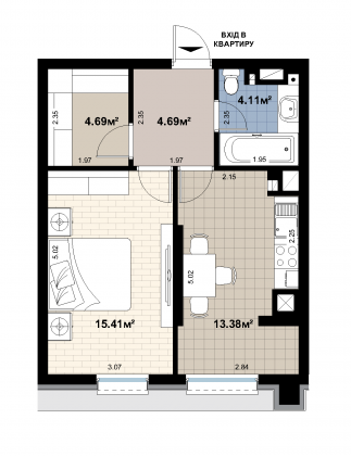 1-кімнатна 42.28 м² в ЖК Прем'єра від 28 300 грн/м², Чернівці