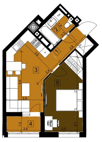 1-кімнатна 43.39 м² в ЖК Парус Riverside від 16 400 грн/м², Ужгород