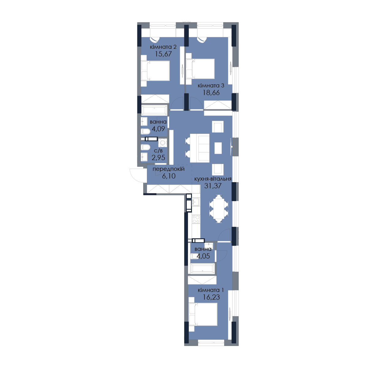 3-кімнатна 99.48 м² в ЖК Новий Автограф від 34 900 грн/м², Київ