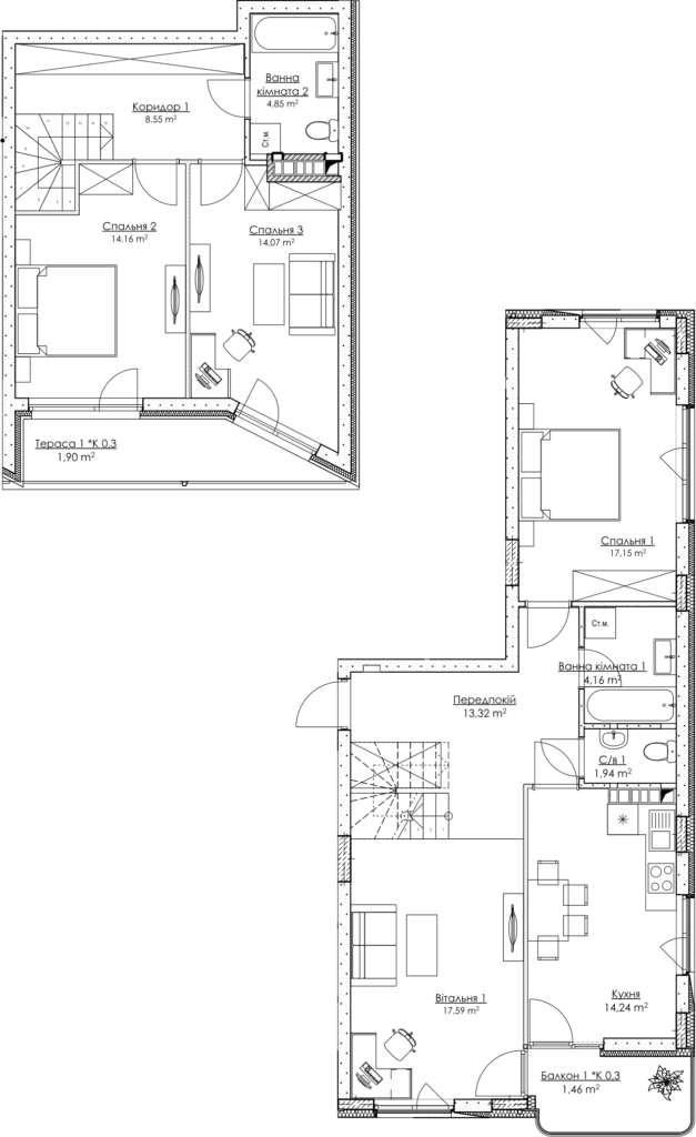 Дворівнева 113.39 м² в ЖК O2 Residence від 30 519 грн/м², Київ