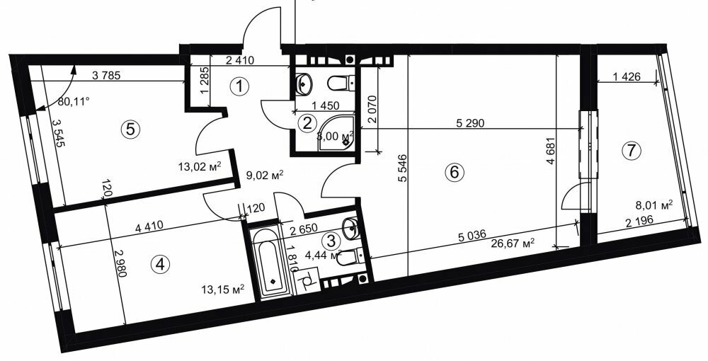 2-комнатная 73.3 м² в ЖК Сырецкий парк 2 от 35 200 грн/м², Киев