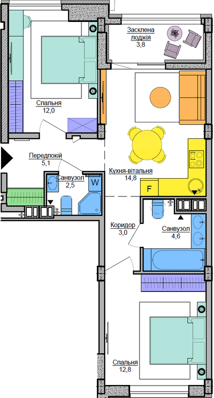 2-кімнатна 58.6 м² в ЖК Respublika від 40 610 грн/м², Київ