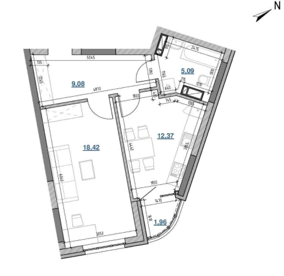 1-комнатная 46.92 м² в ЖК Берег Днепра от 39 741 грн/м², Киев