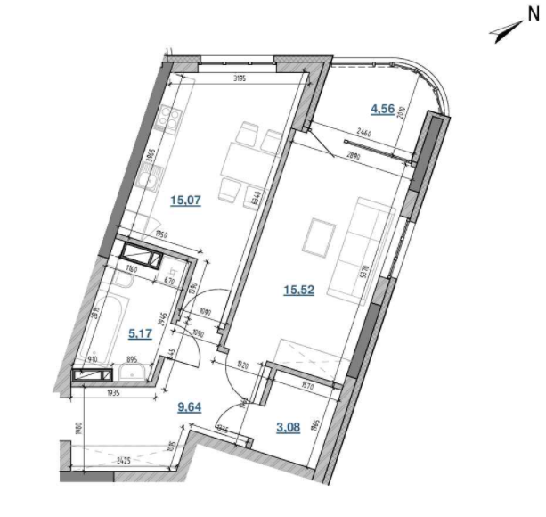 1-комнатная 52.57 м² в ЖК Берег Днепра от 40 604 грн/м², Киев