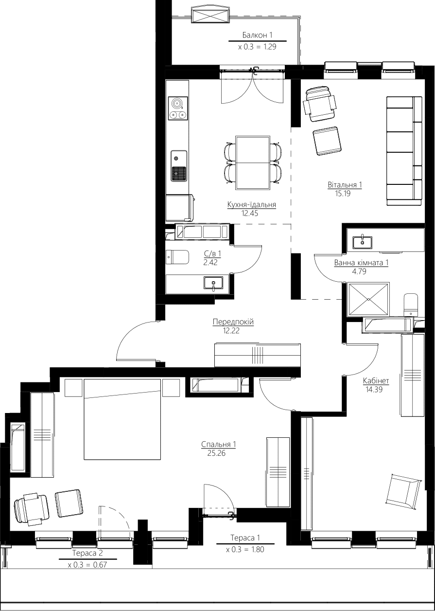 3-кімнатна 90.49 м² в ЖК Happy House від 26 100 грн/м², Київ