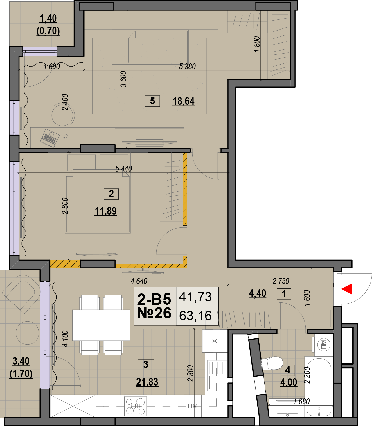 2-кімнатна 63.16 м² в ЖК Клубний від 28 000 грн/м², Київ