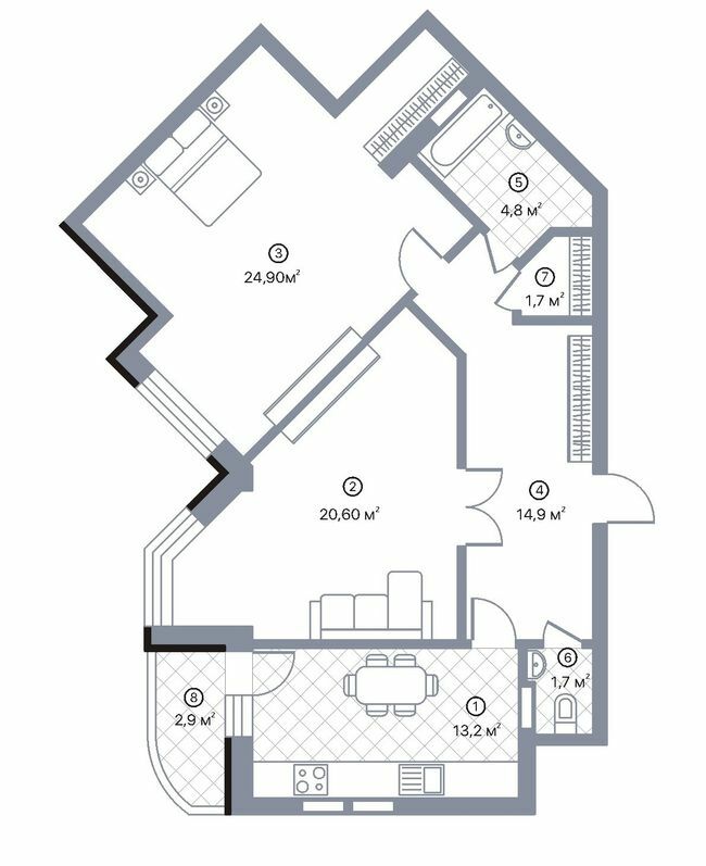 2-комнатная 84.7 м² в ЖК Киевский Шлях от 15 500 грн/м², г. Борисполь