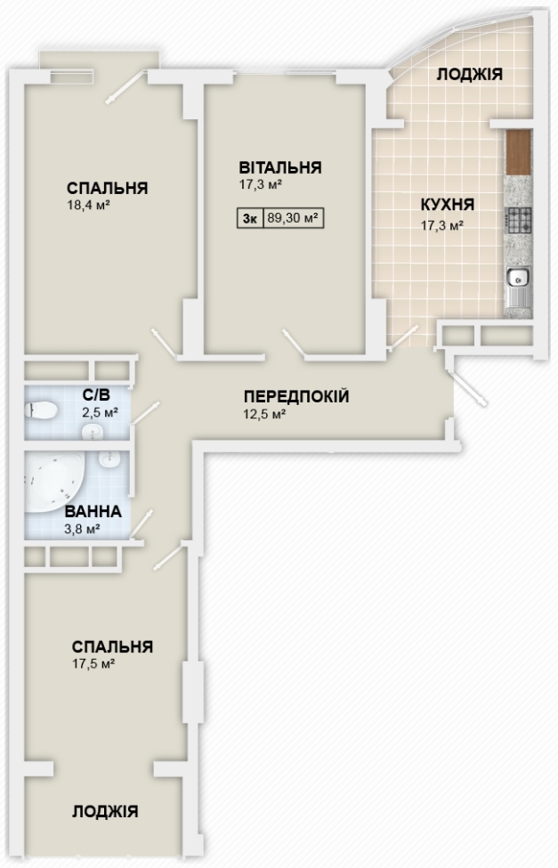 3-комнатная 89.3 м² в ЖК LYSTOPAD от 15 800 грн/м², Ивано-Франковск