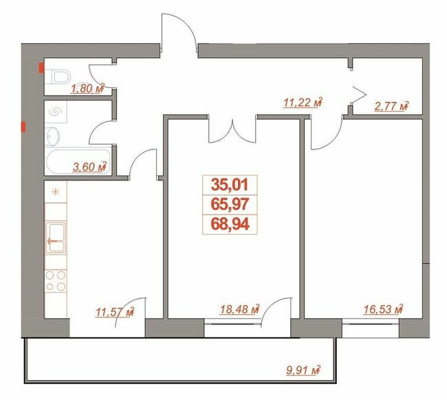 2-комнатная 68.94 м² в ЖК Ювілейний от 9 200 грн/м², Ивано-Франковск