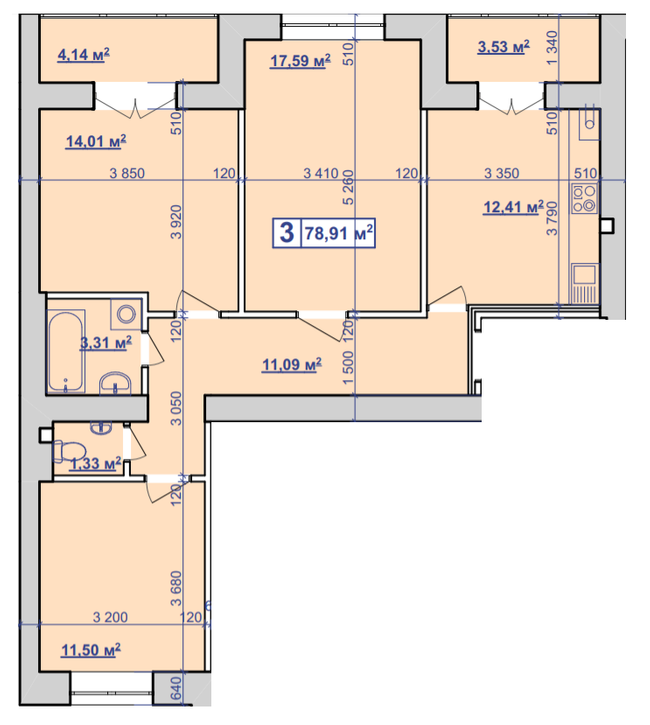 3-комнатная 78.91 м² в ЖК Парковий маєток от 9 600 грн/м², Ивано-Франковск