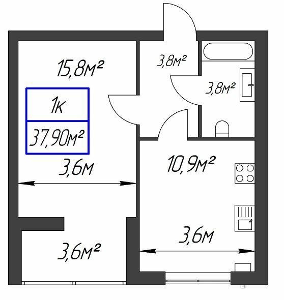 1-кімнатна 37.9 м² в ЖК Паркове містечко від 15 300 грн/м², Івано-Франківськ