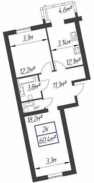 2-комнатная 60.4 м² в ЖК Парковый городок от 13 200 грн/м², Ивано-Франковск