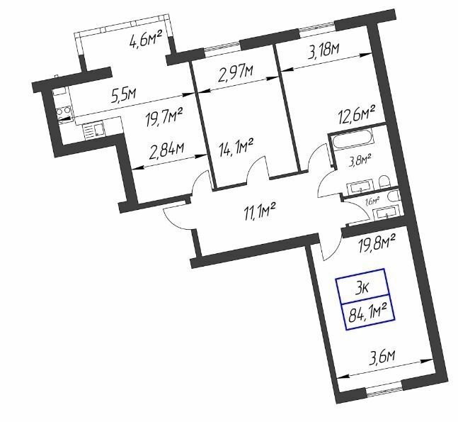 3-комнатная 84.1 м² в ЖК Парковый городок от 15 100 грн/м², Ивано-Франковск