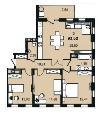 3-кімнатна 93.52 м² в ЖК Tiffany apartments від 35 300 грн/м², Львів