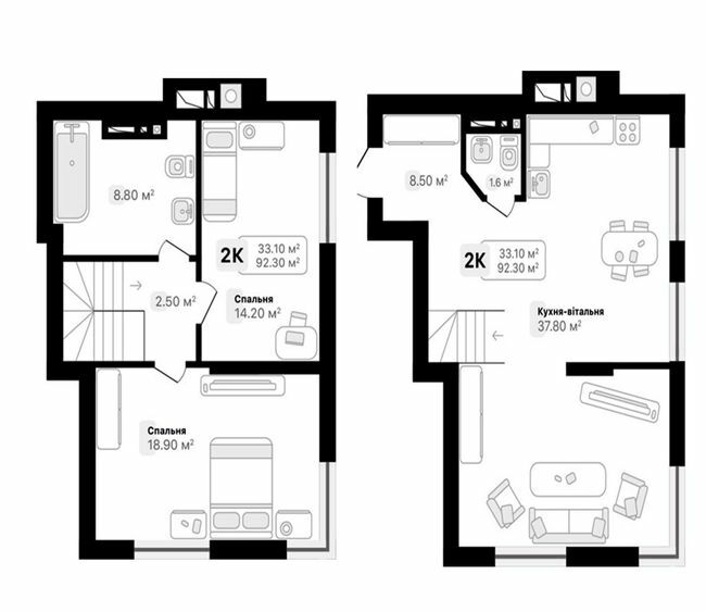 2-комнатная 92.3 м² в ЖК Auroom City от 19 700 грн/м², Львов