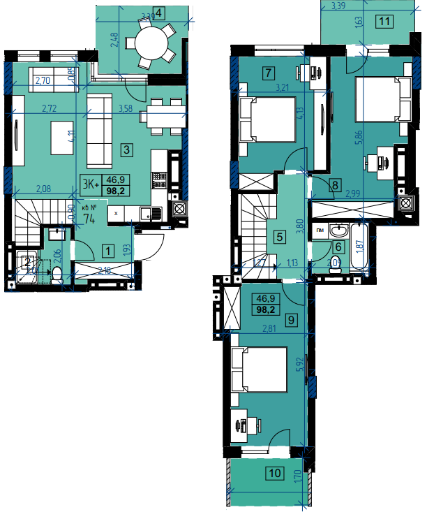 Дворівнева 98.2 м² в ЖК Auroom City від 21 100 грн/м², Львів