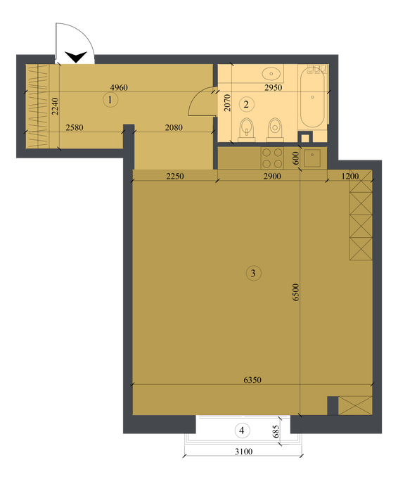 Вільне планування 62.74 м² в КБ Liberty Residence від 55 600 грн/м², Київ