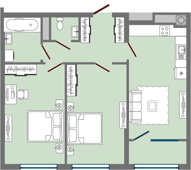 2-кімнатна 68.11 м² в ЖК Greenville Park Lviv від 24 500 грн/м², Львів