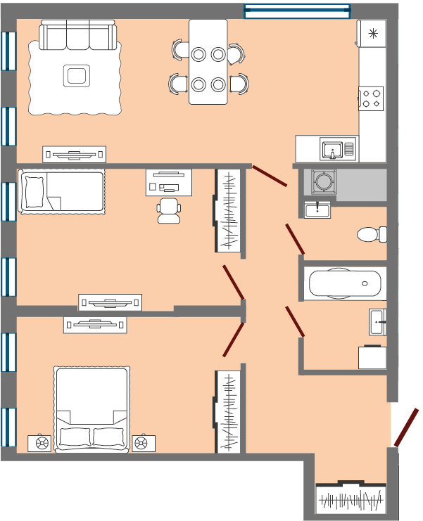 2-комнатная 74.13 м² в ЖК Greenville Park Lviv от 24 950 грн/м², Львов