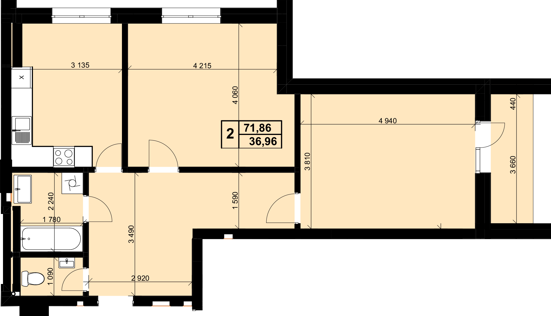 2-кімнатна 71.86 м² в ЖК Resident Hall від 20 150 грн/м², Львів