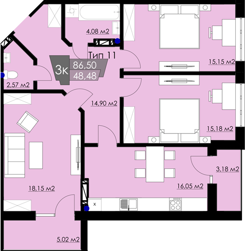 3-комнатная 86.5 м² в ЖК Resident Hall от 18 750 грн/м², Львов