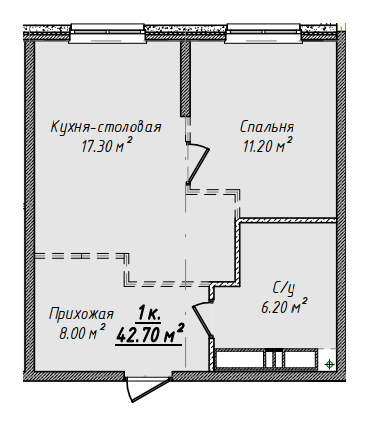 1-комнатная 42.7 м² в ЖК Mandarin ART от 31 500 грн/м², Одесса