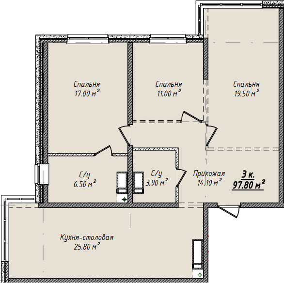 3-комнатная 97.8 м² в ЖК Mandarin ART от 26 050 грн/м², Одесса